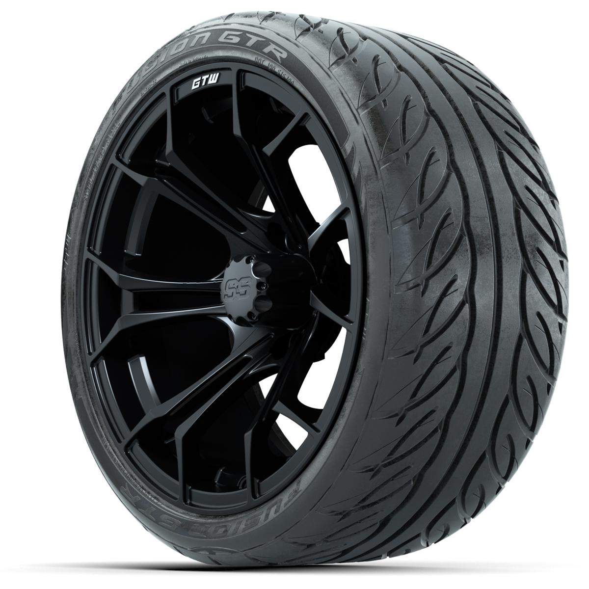 GTW Spyder Matte Black 15 in Wheels with 215/40-R15 Fusion GTR Street Tires – Full Set