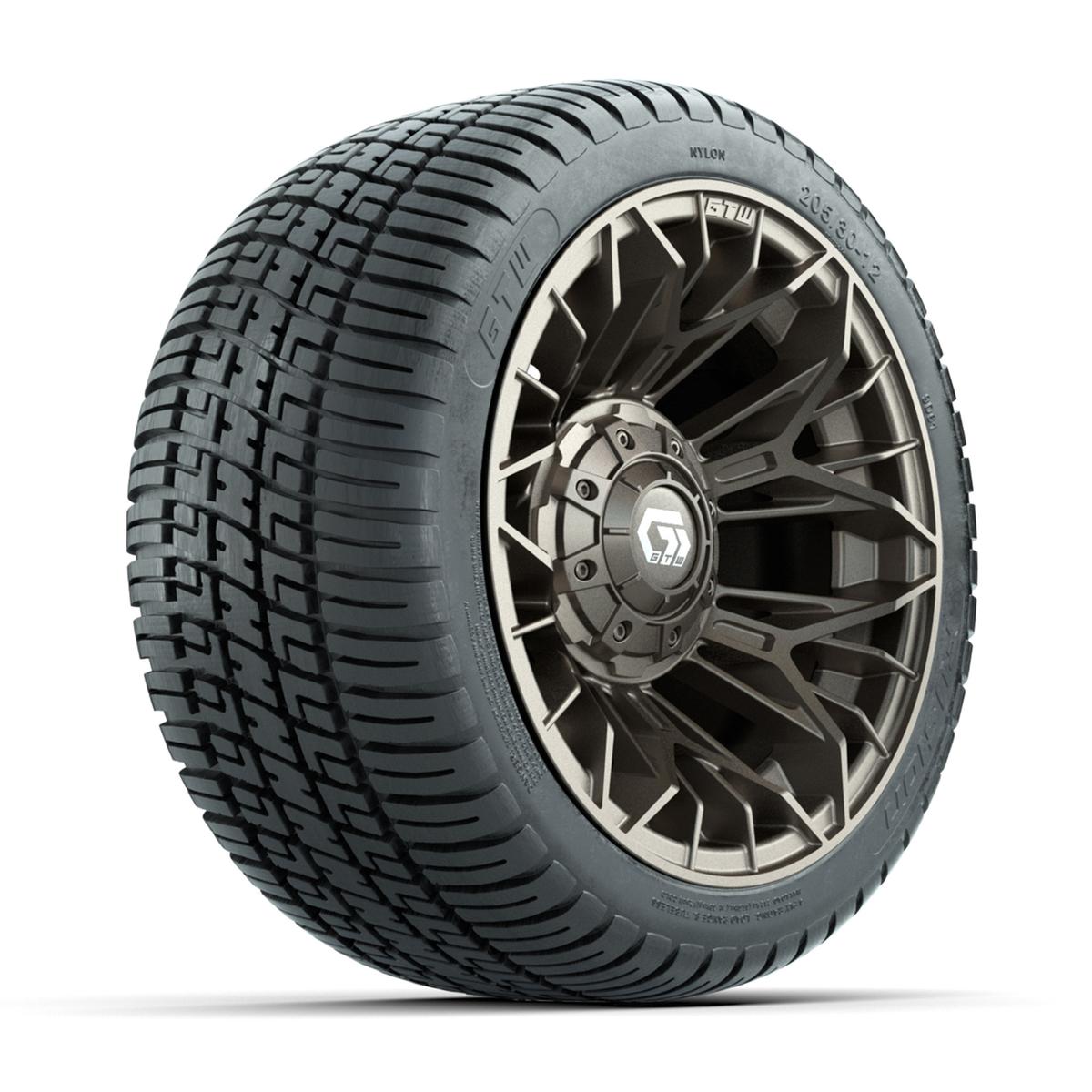 GTW&reg; Stellar Matte Bronze 12 in Wheels with 205/30-12 Fusion Street Tires – Full Set