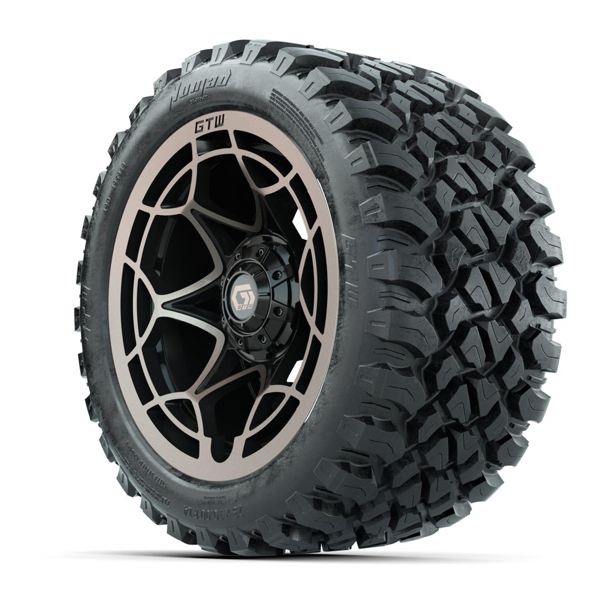 GTW&reg; Nexus Black with Bronze Face 14 in Wheels with 23X10-R14 Nomad Steel Belt Radial All-Terrain Tires – Full Set