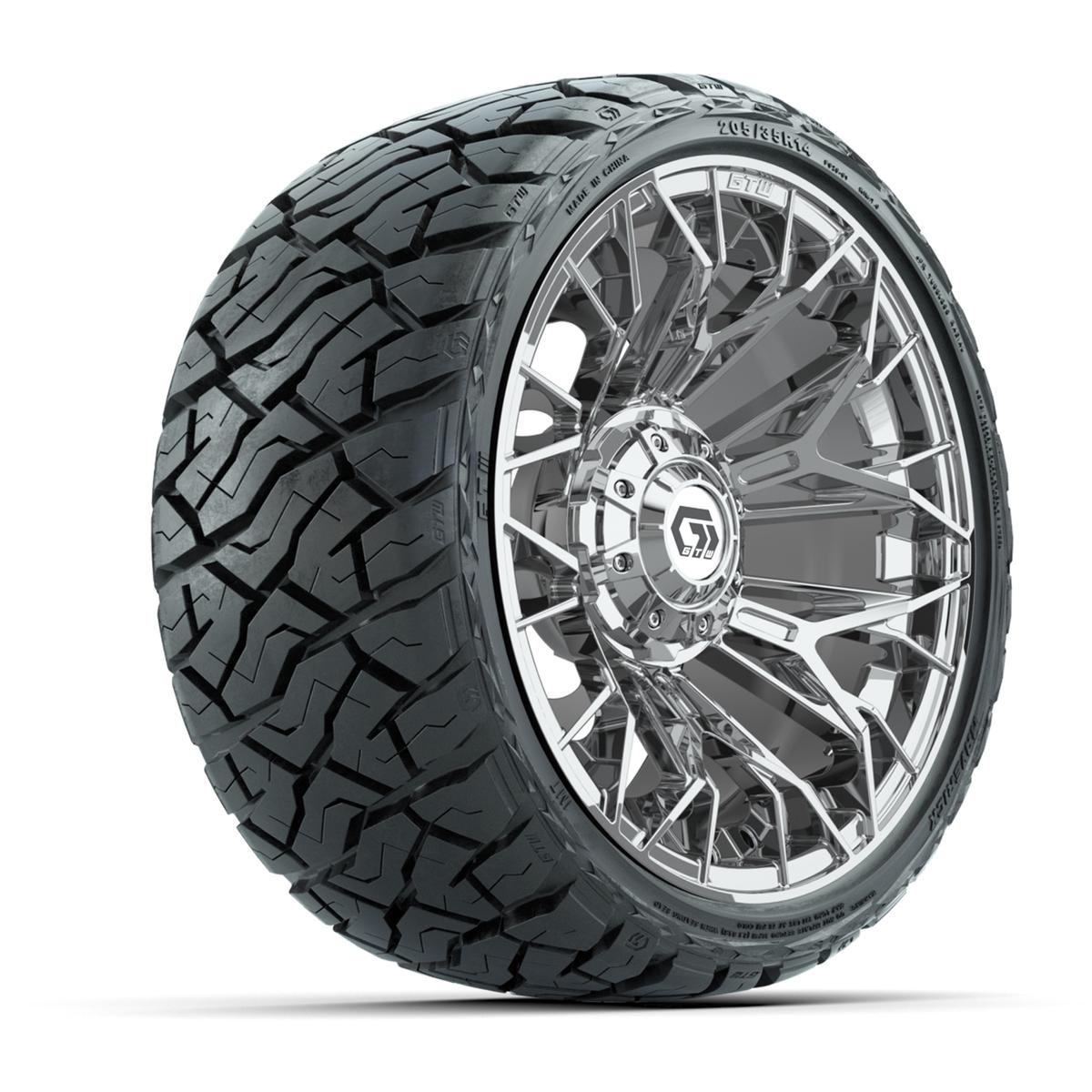 GTW Stellar Chrome 14 in Wheels with 205/35-R14 Maverick Low-Profile All-Terrain Tires – Full Set