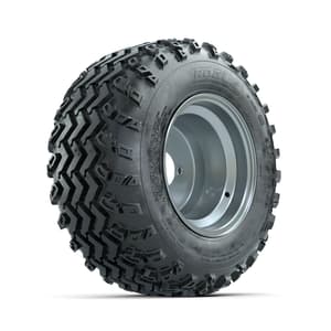 GTW Steel Silver 3:5 Offset 10 in Wheels with 20x10.00-10 Rogue All Terrain Tires – Full Set