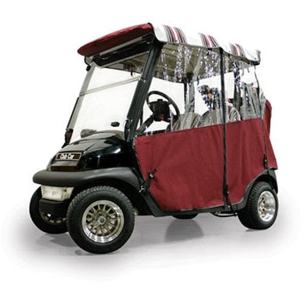 Burgundy Sunbrella 3-Sided Custom Over-The-Top Enclosure - Fits Club Car DS 2000-Up