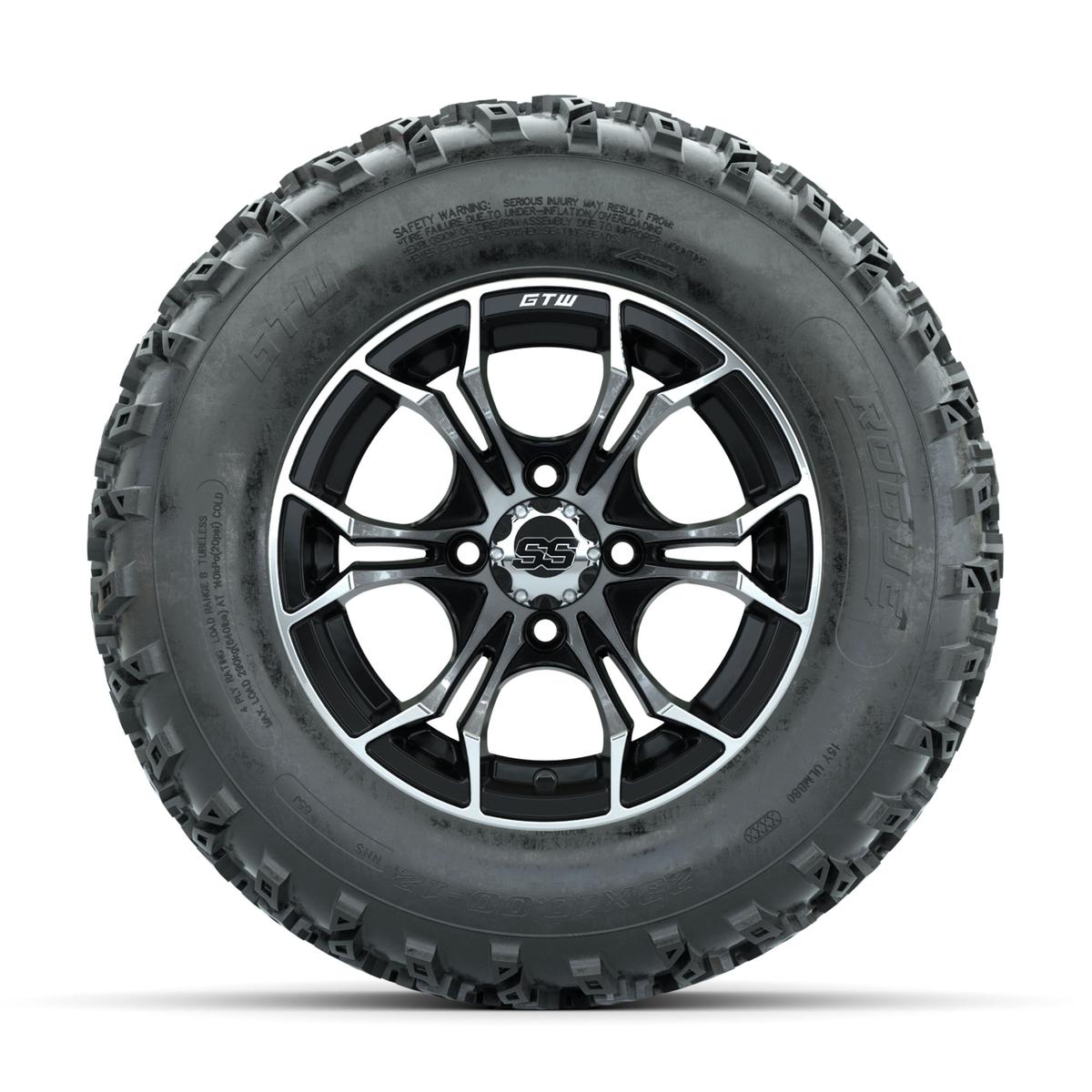 GTW Spyder Machined/Black 12 in Wheels with 23x10.00-12 Rogue All Terrain Tires – Full Set