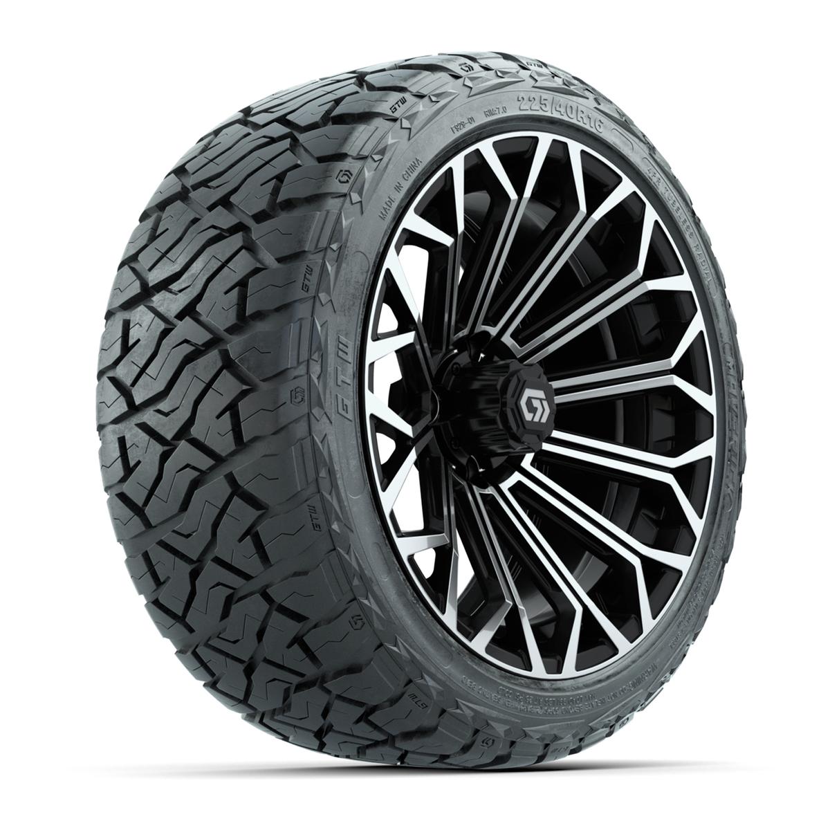 GTW&reg; Phantom Black/Machined 16 in Wheels with 225/40-R16 Maverick Hybrid Tires - Full Set