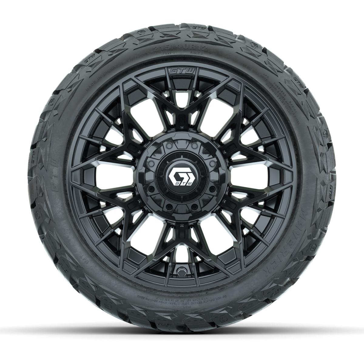 GTW Stellar Black 12 in Wheels with 215/40-R12 Maverick Low-Profile All-Terrain Tires – Full Set