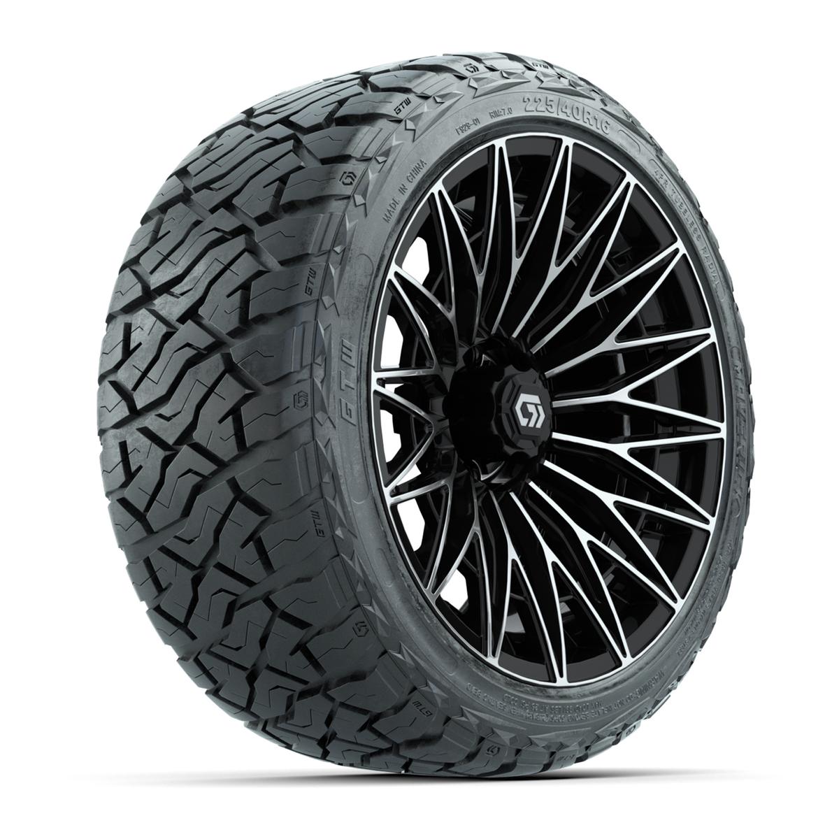 GTW&reg; Blur Black/Machined 16 in Wheels with 225/40-R16 Maverick Hybrid Tires - Full Set