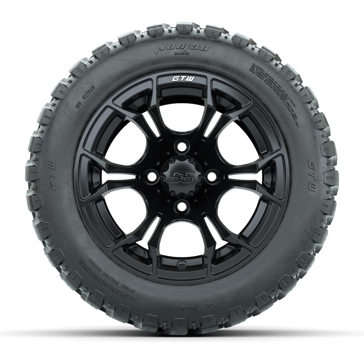 GTW Spyder Matte Black 12 in Wheels with 20x10-R12 GTW Nomad All-Terrain Tires – Full Set