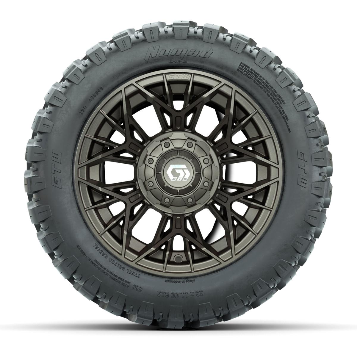 Set of (4) 12 in GTW® Stellar Matte Bronze Wheels with 22x11-R12 Nomad All-Terrain Tires