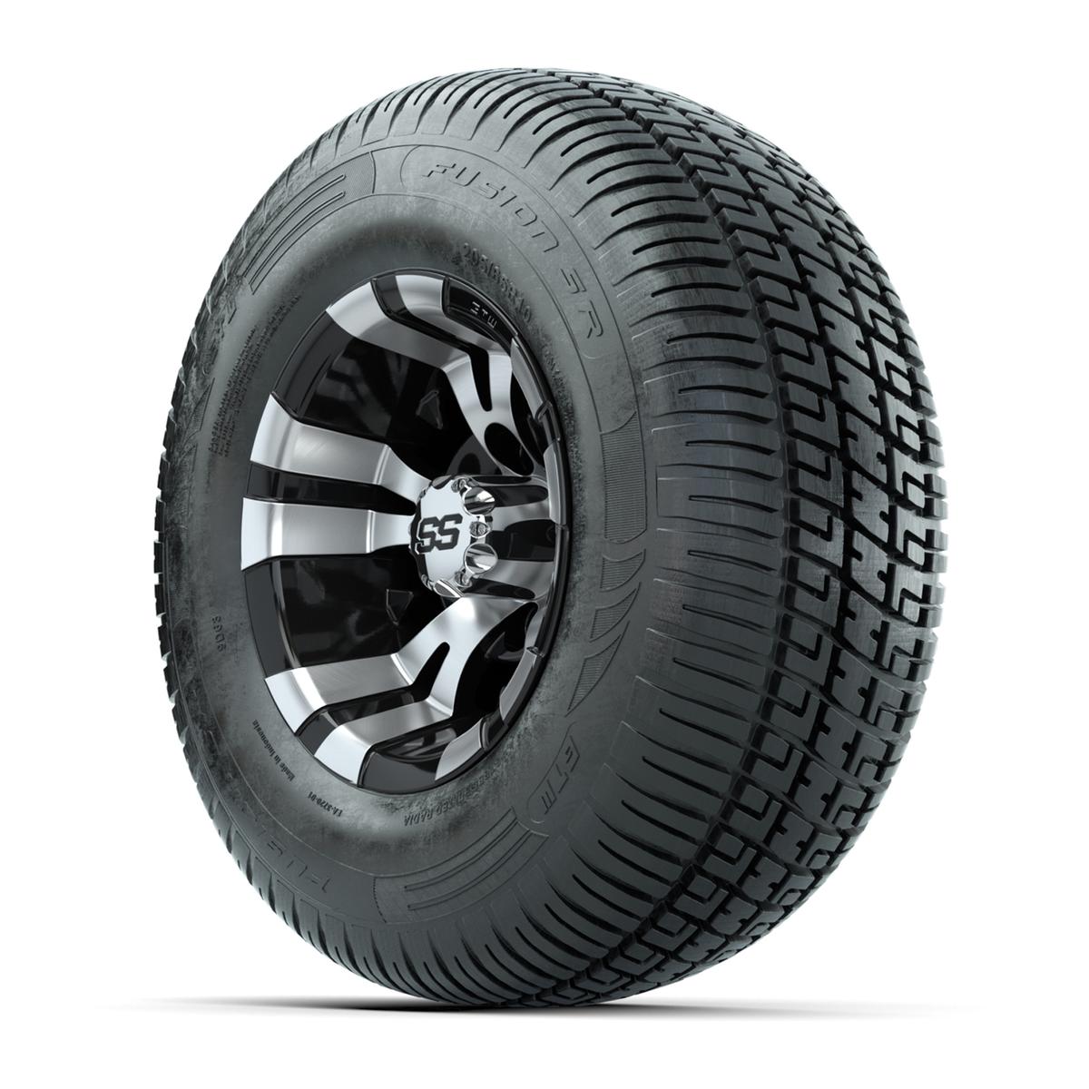 GTW Vampire Black and Machined 10 in Wheels with 20in Fusion Street Tires – Set of 4