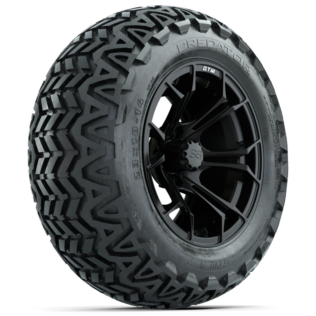 GTW Spyder Matte Black 14 in Wheels with 23x10-14 GTW Predator All-Terrain Tires – Full Set