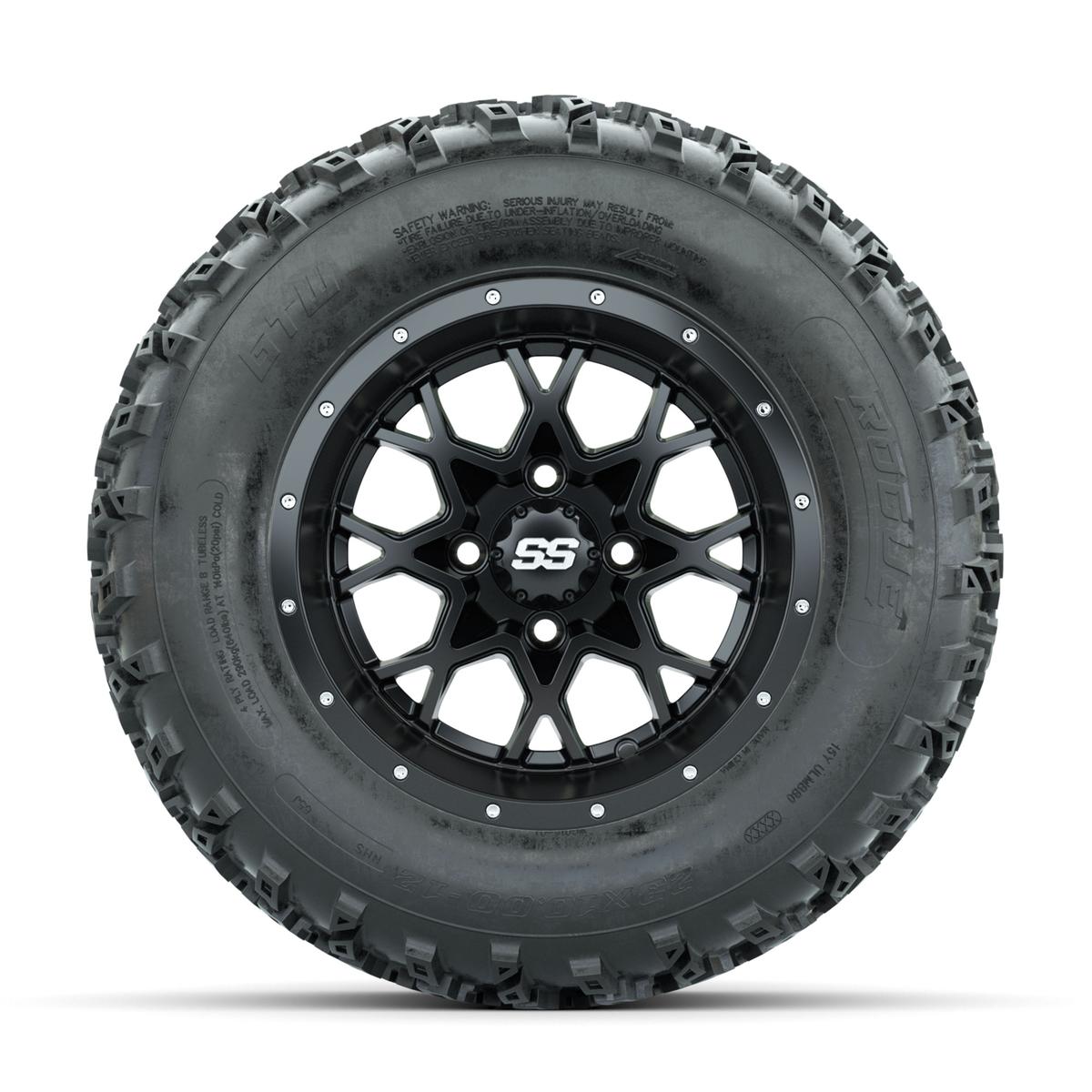 GTW Vortex Matte Black 12 in Wheels with 23x10.00-12 Rogue All Terrain Tires – Full Set