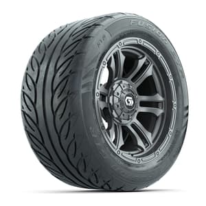 GTW&reg; Shogun Gunmetal 14 in Wheels with 255/45-R14 Fusion GTR Steel Belt Radial Street Tires – Full Set