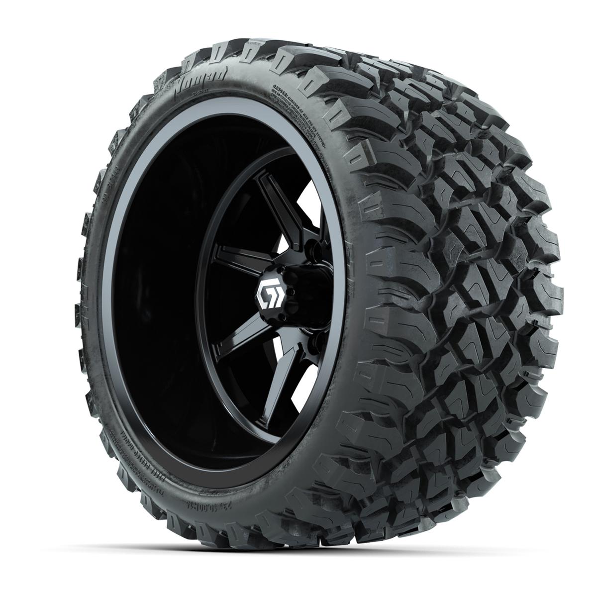 GTW&reg; Reaper Gloss Black 15 in Wheels with 23X10-R15 Nomad Steel Belted Radial All-Terrain Tires - Full Set