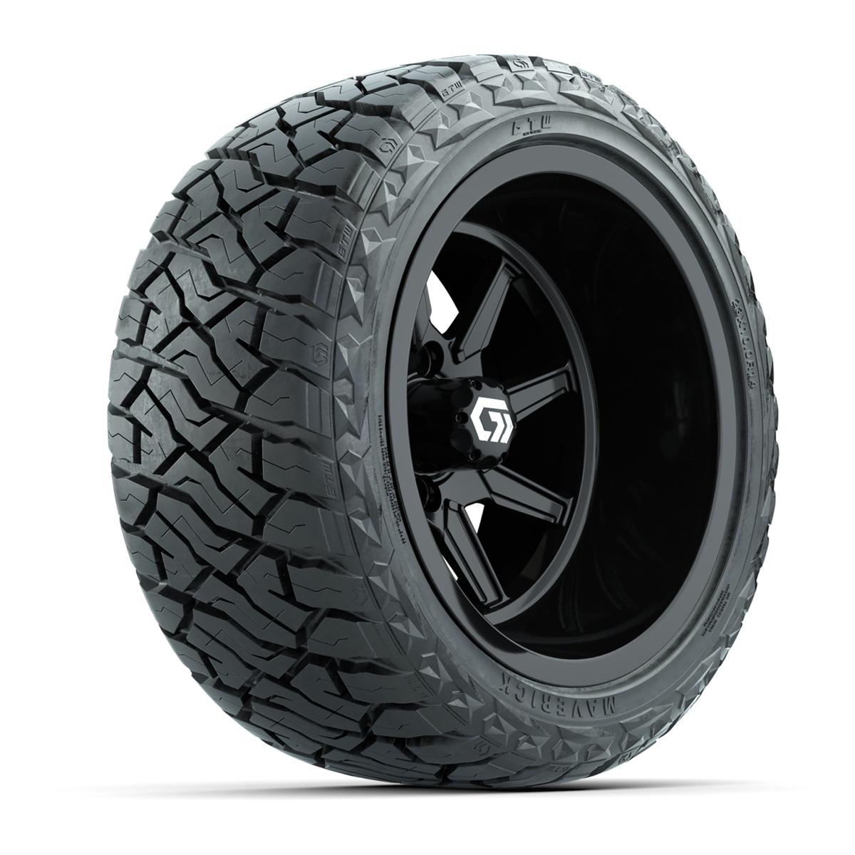 GTW&reg; Reaper Gloss Black 14 in Wheels with 23X10-R14 Maverick Steel Belted Radial All-Terrain Tires - Full Set