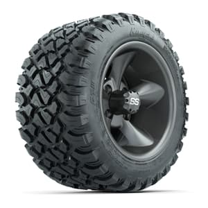 GTW&reg; Godfather Matte Gray 12 in Wheels with 22X11-R12 Nomad Steel Belt Radial All-Terrain Tires – Full Set