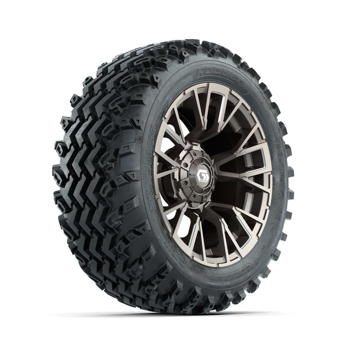 GTW&reg; Vandal Bronze/Machined 14 in Wheels with 23X10.00-14 Rogue All-Terrain Tires – Full Set
