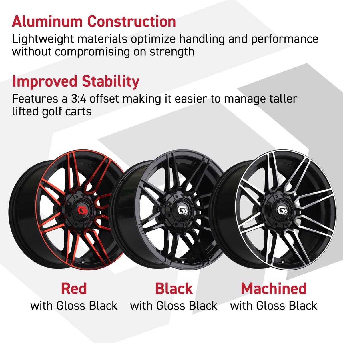 12&Prime; GTW&reg; Stealth Gloss Black with Red Face Wheel