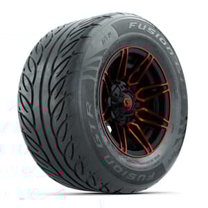 GTW&reg; Stealth Red/Machined 12 in Wheels with 255/55-R12 Fusion GTR Steel Belt Radial Street Tires – Full Set