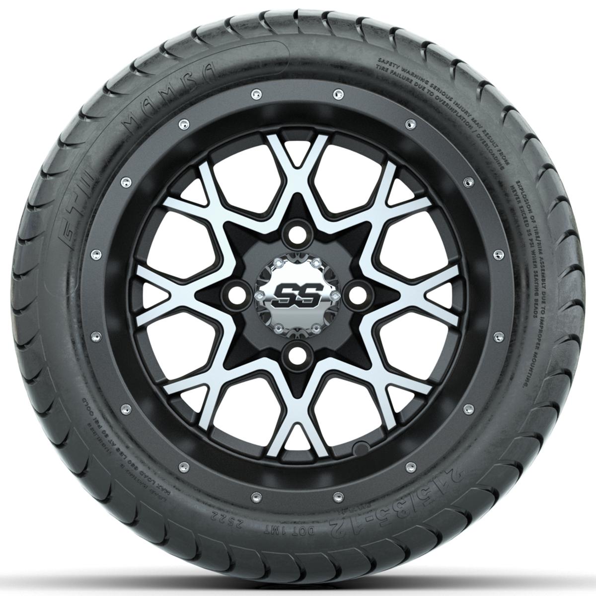 Set of (4) 12 in GTW Vortex Wheels with 215/35-12 GTW Mamba Street Tires