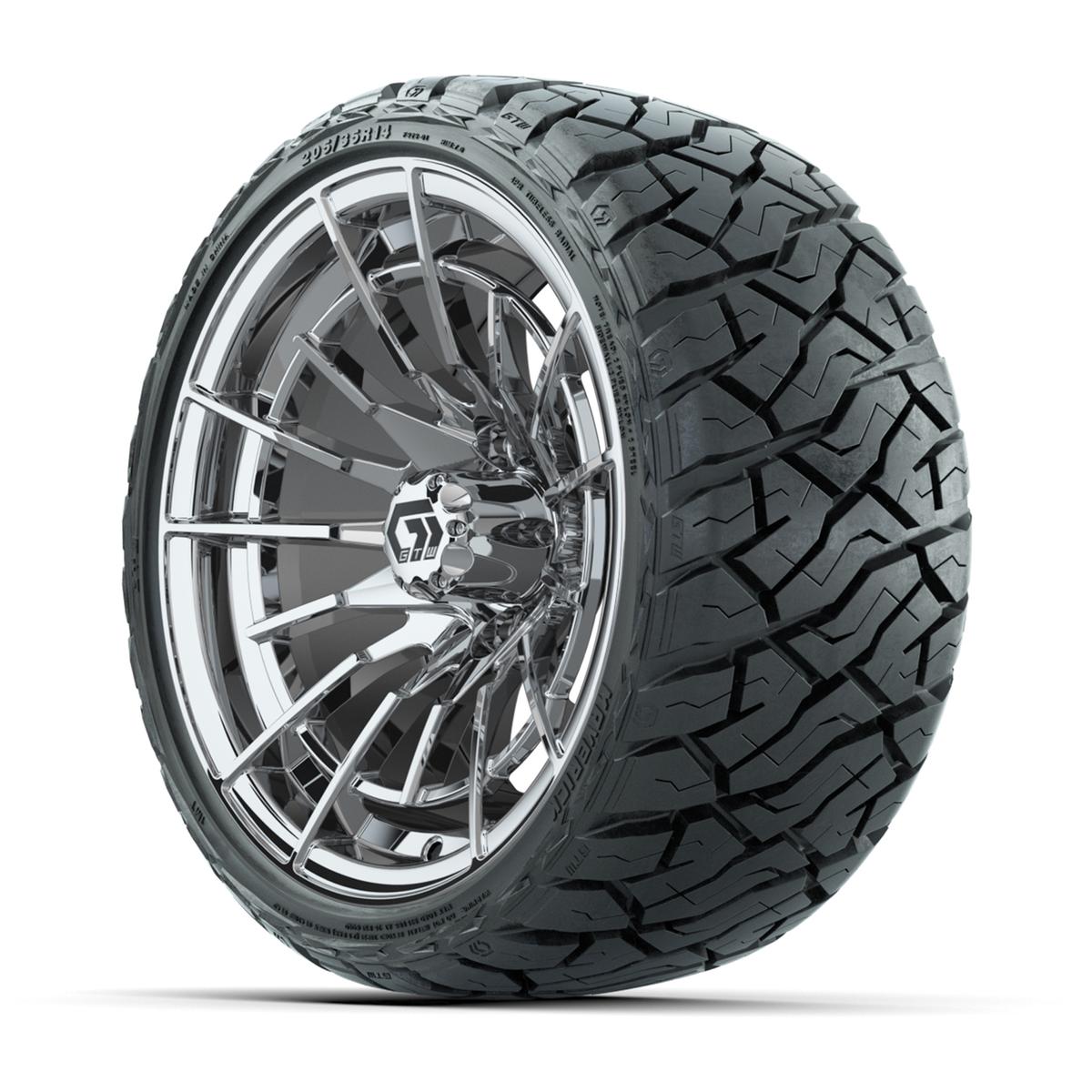 GTW Boost Chrome 14 in Wheels with 205/35-R14 Maverick Low-Profile All-Terrain Tires – Full Set