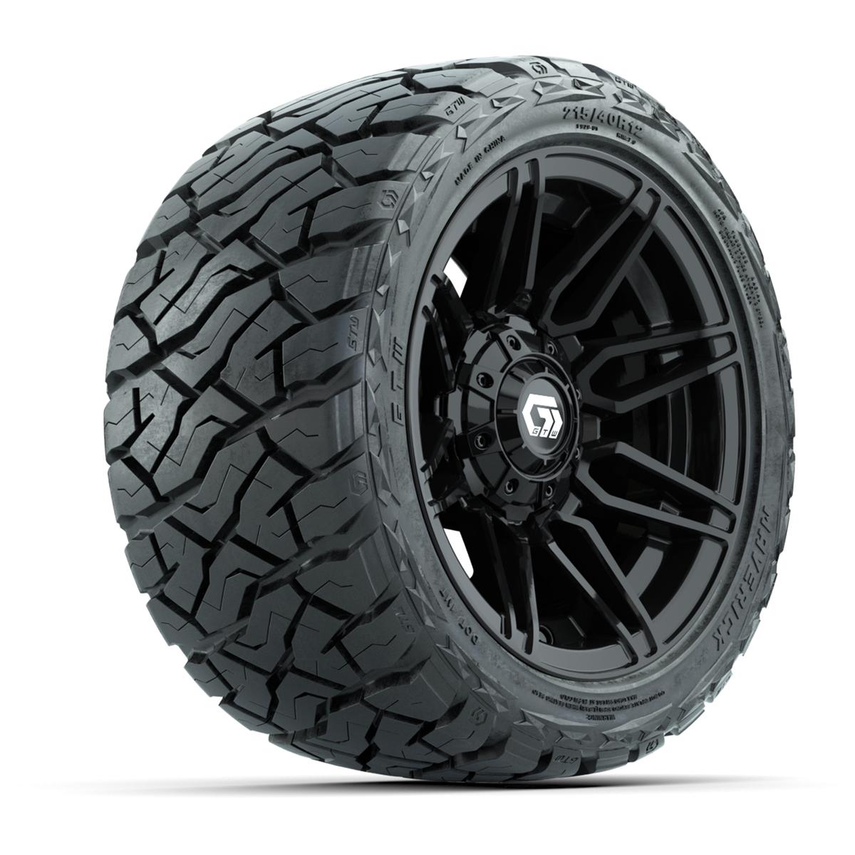 GTW Stealth Gloss Black 12 in Wheels with 215/40-R12 Maverick Low-Profile All-Terrain Tires – Full Set