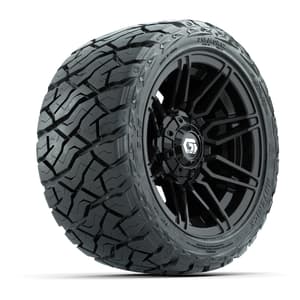 GTW Stealth Gloss Black 12 in Wheels with 215/40-R12 Maverick Low-Profile All-Terrain Tires – Full Set