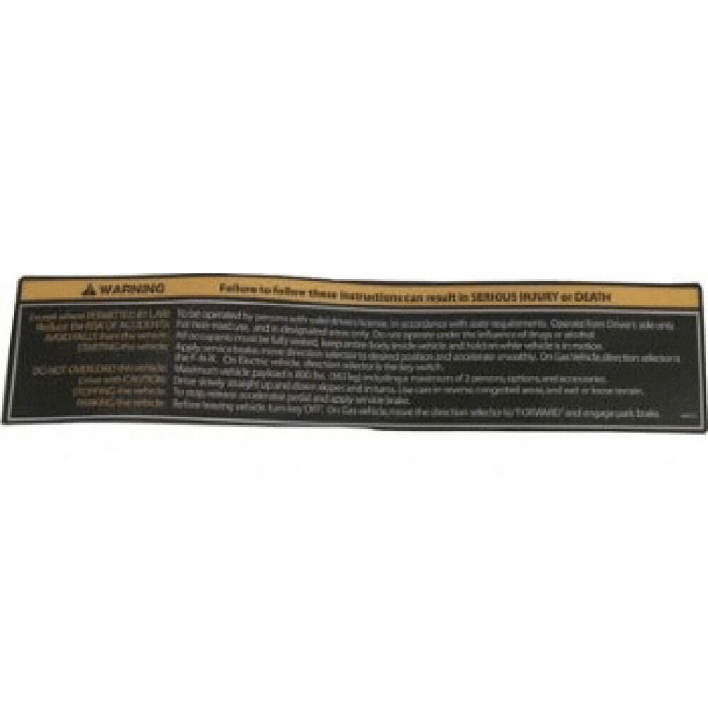 EZGO RXV Warning & Instructions Decal (Years 2008-Up)