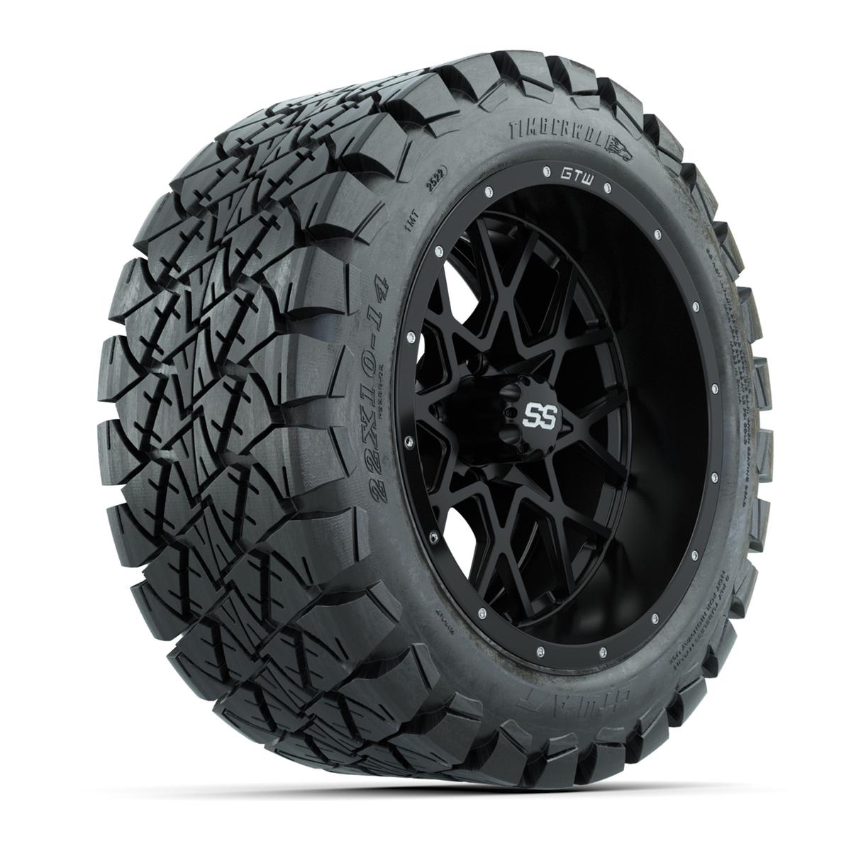 Set of (4) 14 in GTW Vortex Wheels with 22x10-14 GTW Timberwolf All-Terrain Tires