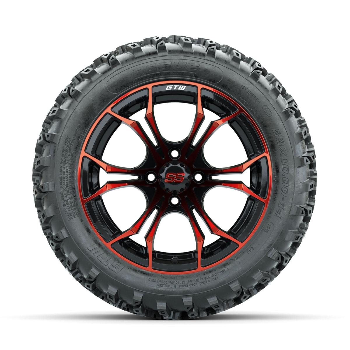 GTW Spyder Red/Black 14 in Wheels with 23x10.00-14 Rogue All Terrain Tires – Full Set