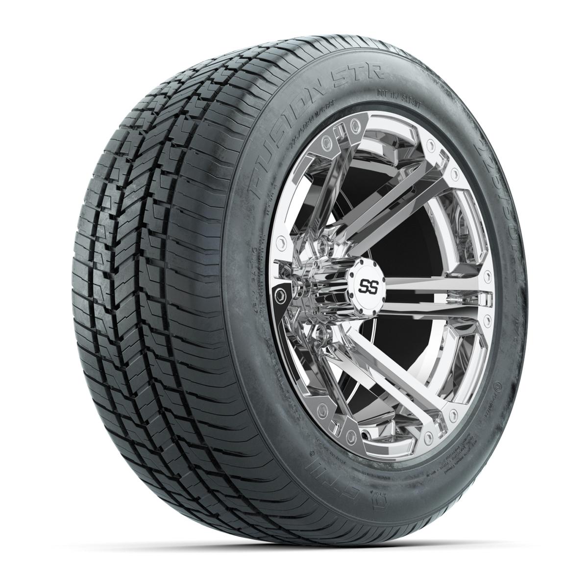 GTW&reg; Specter Chrome 14 in Wheels with 255/50-R14 Fusion STR DOT Approved Street Tires - Full Set