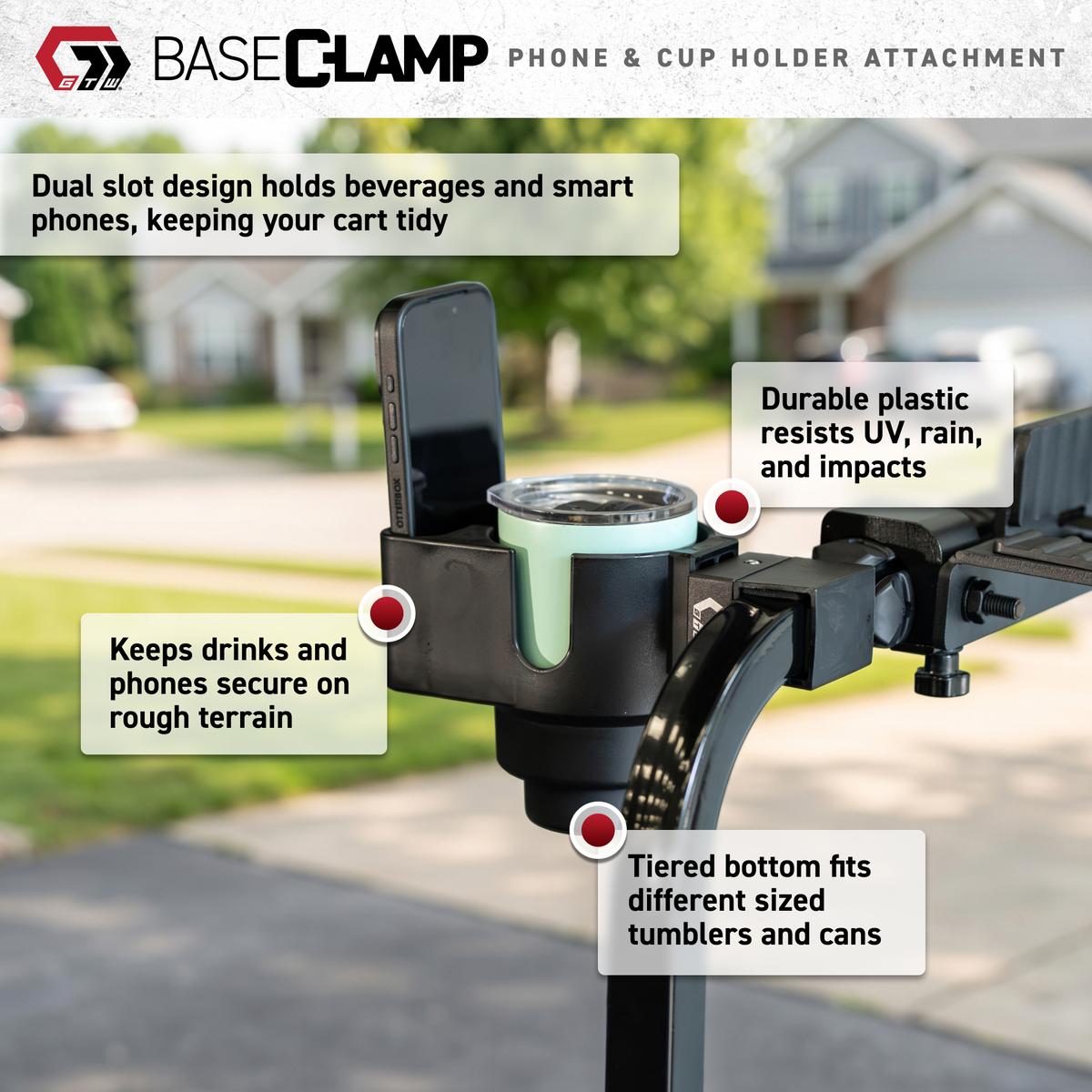 GTW&reg; BaseClamp Mounting Clamp with Cup and Phone Holder (0.75 Inch)
