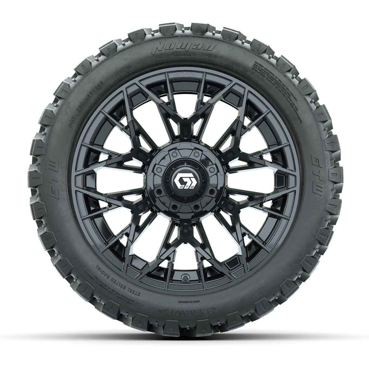 Set of (4) 14 in GTW® Stellar Black Wheels with 23x10-R14 Nomad All-Terrain Tires