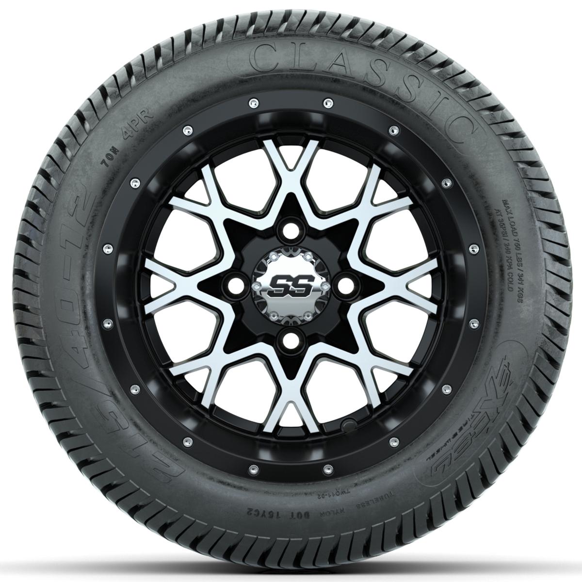 Set of (4) 12 in GTW Vortex Wheels with 215/40-12 Excel Classic Street Tires