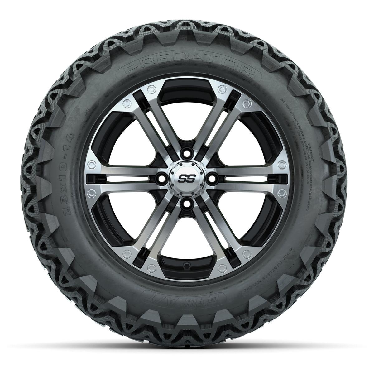GTW Specter Black and Machined Wheels with 23in Predator A-T Tires - 14 Inch