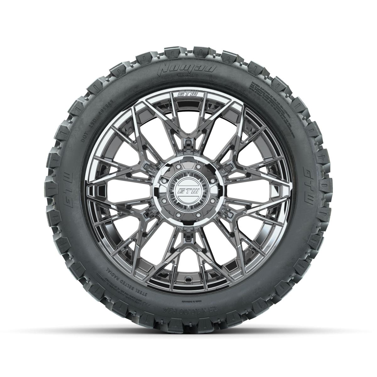 Set of (4) 14 in GTW® Stellar Chrome Wheels with 23x10-R14 Nomad All-Terrain Tires