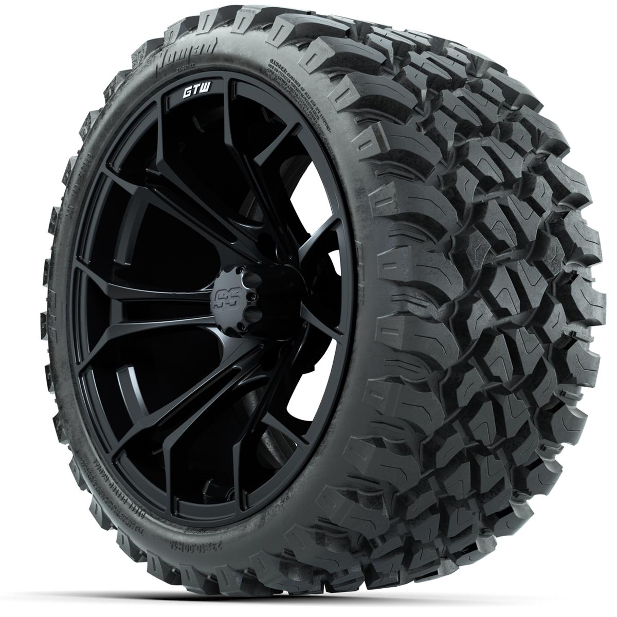 GTW Spyder Matte Black 15 in Wheels with 23x10-R15 Nomad All-Terrain Tires – Full Set