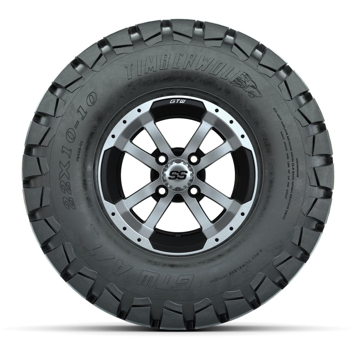 GTW Storm Trooper Black and Machined Wheels with 22in Timberwolf Mud Tires - 10 Inch