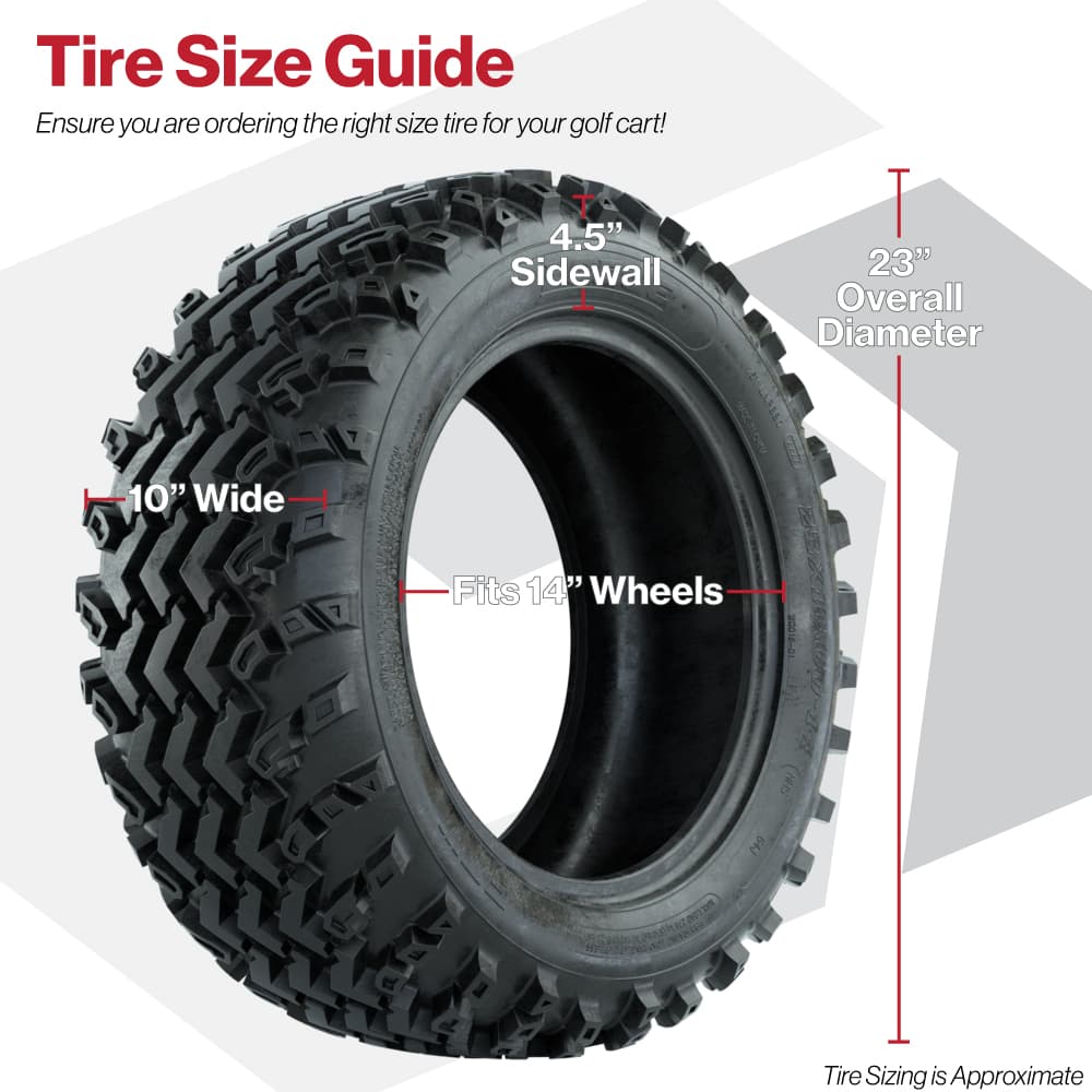 GTW&reg; Assault Gloss Black 14 in Wheels with 23X10-R14 Rogue All-Terrain Tires - Full Set