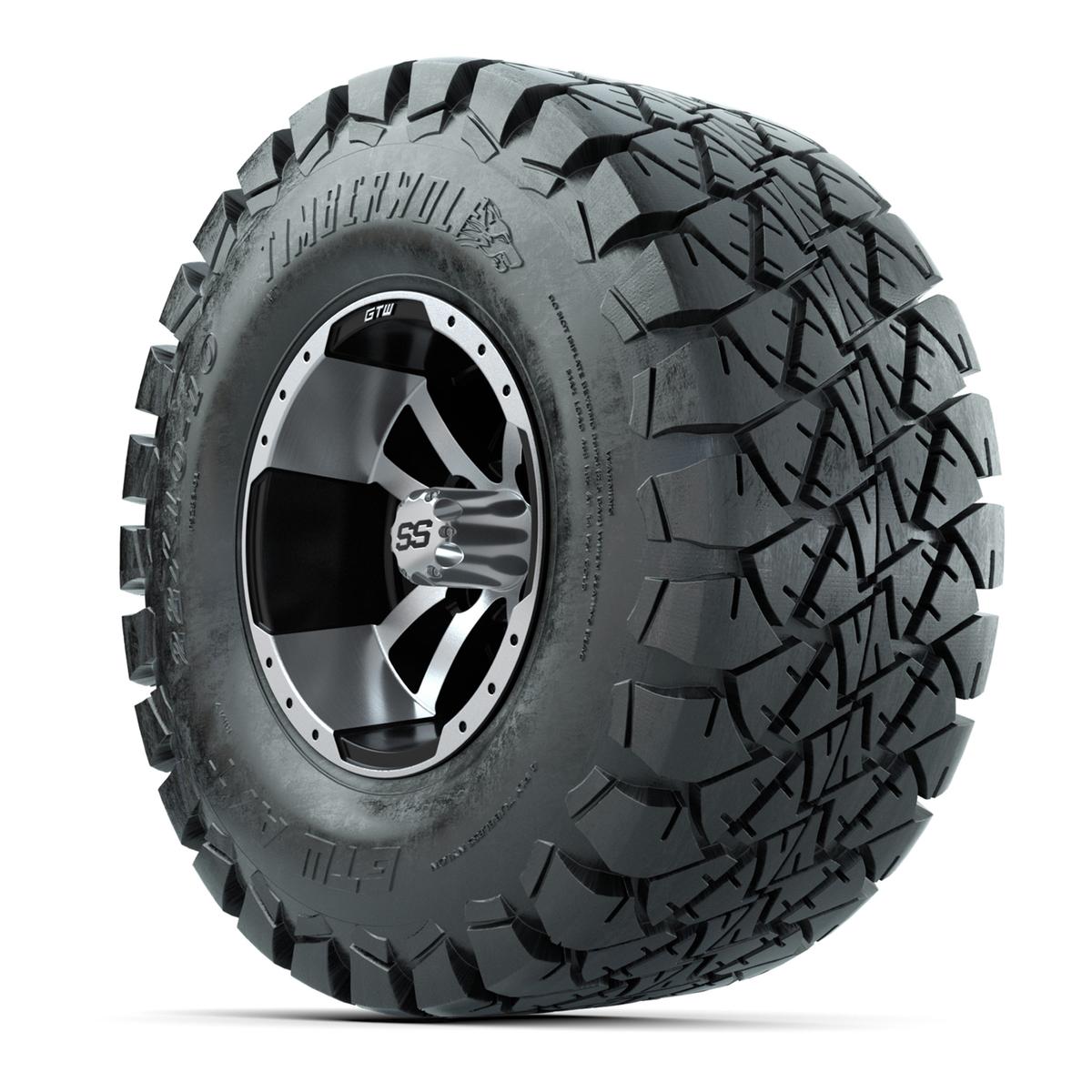 GTW Storm Trooper Black and Machined Wheels with 22in Timberwolf Mud Tires - 10 Inch