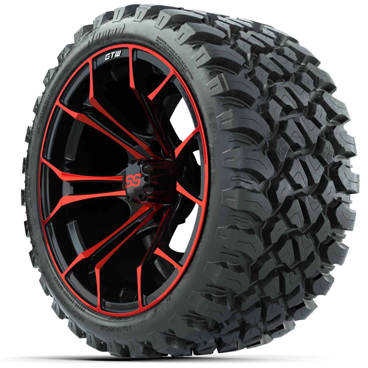 GTW Spyder Red/Black 15 in Wheels with 23x10-R15 Nomad All-Terrain Tires – Full Set