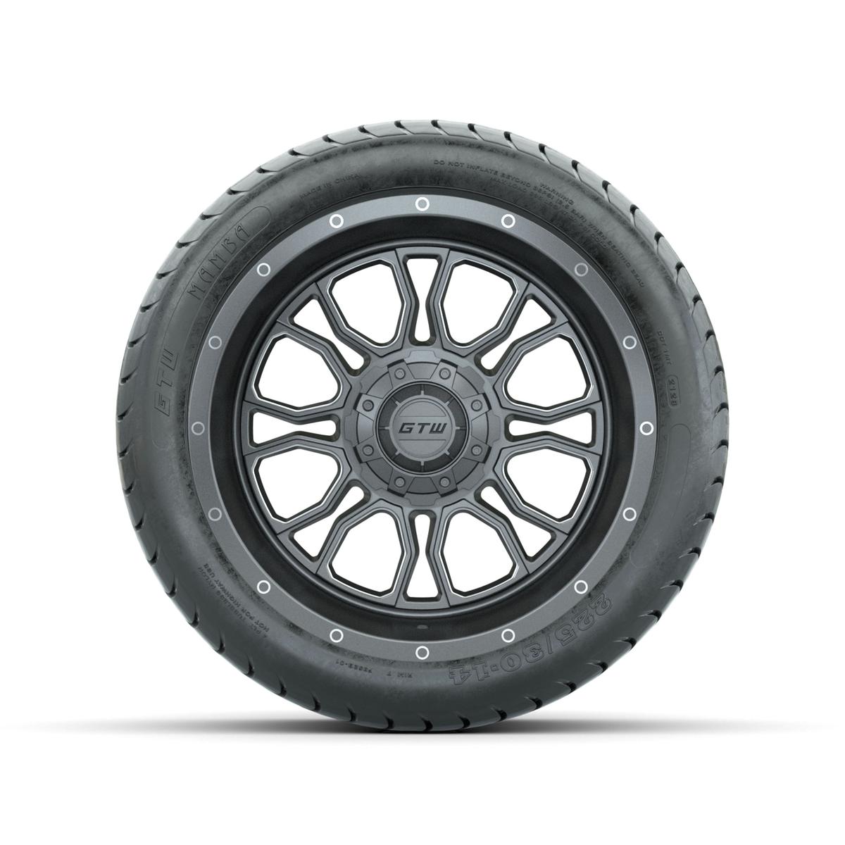 GTW Volt Gunmetal/Machined 14 in Wheels with 225/30-14 Mamba Street Tire – Full Set