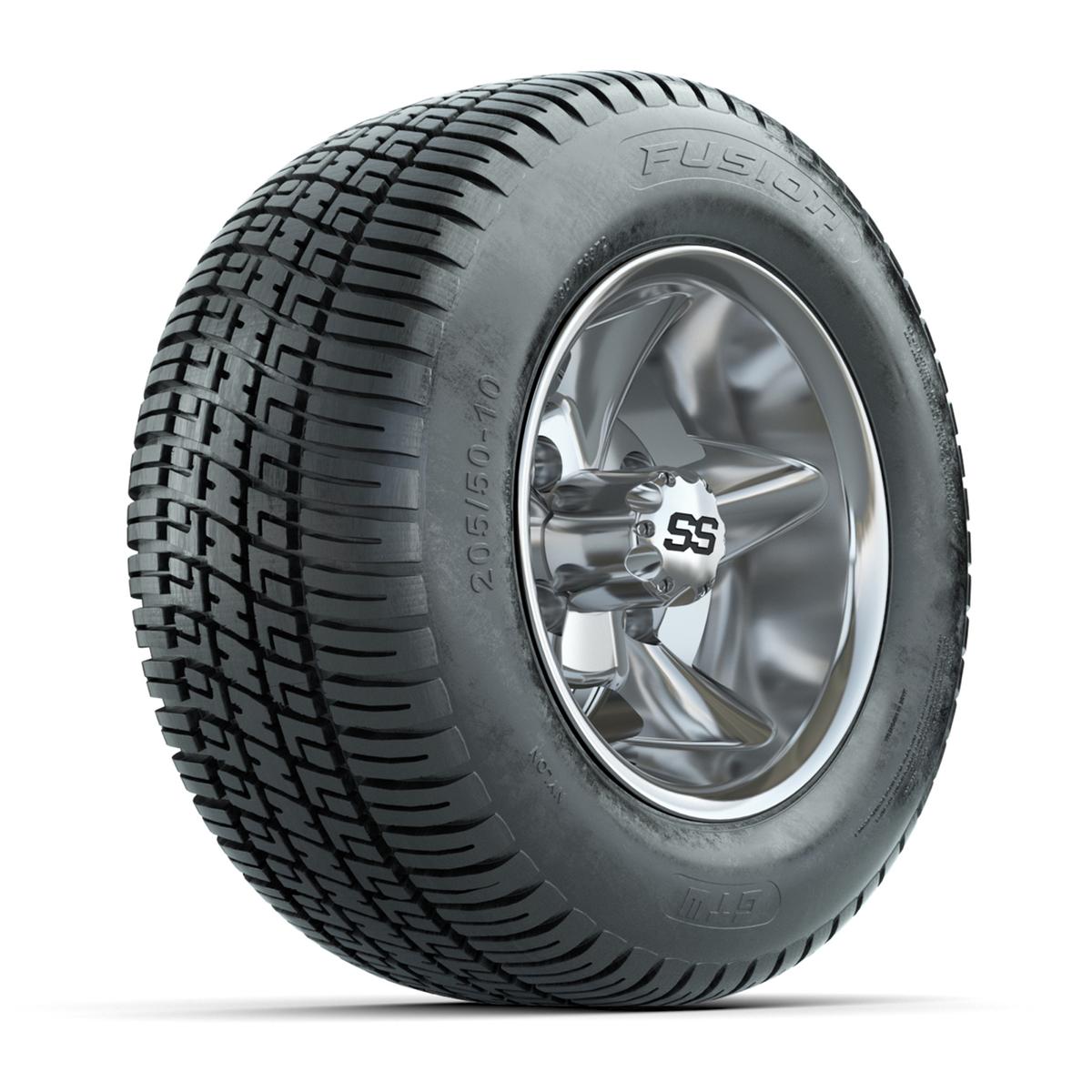 GTW Godfather Chrome 10 in Wheels with 205/50-10 Fusion Street Tires – Full Set