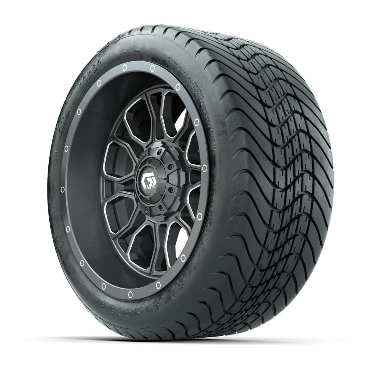 GTW Volt Gunmetal/Machined 14 in Wheels with 225/30-14 Mamba Street Tire – Full Set