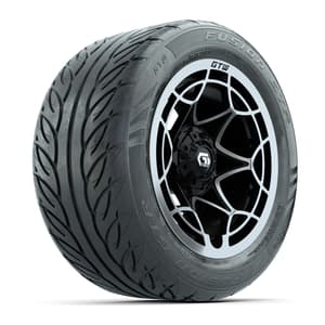 GTW&reg; Nexus Black with Silver Face 14 in Wheels with 255/45-R14 Fusion GTR Steel Belt Radial Street Tires – Full Set