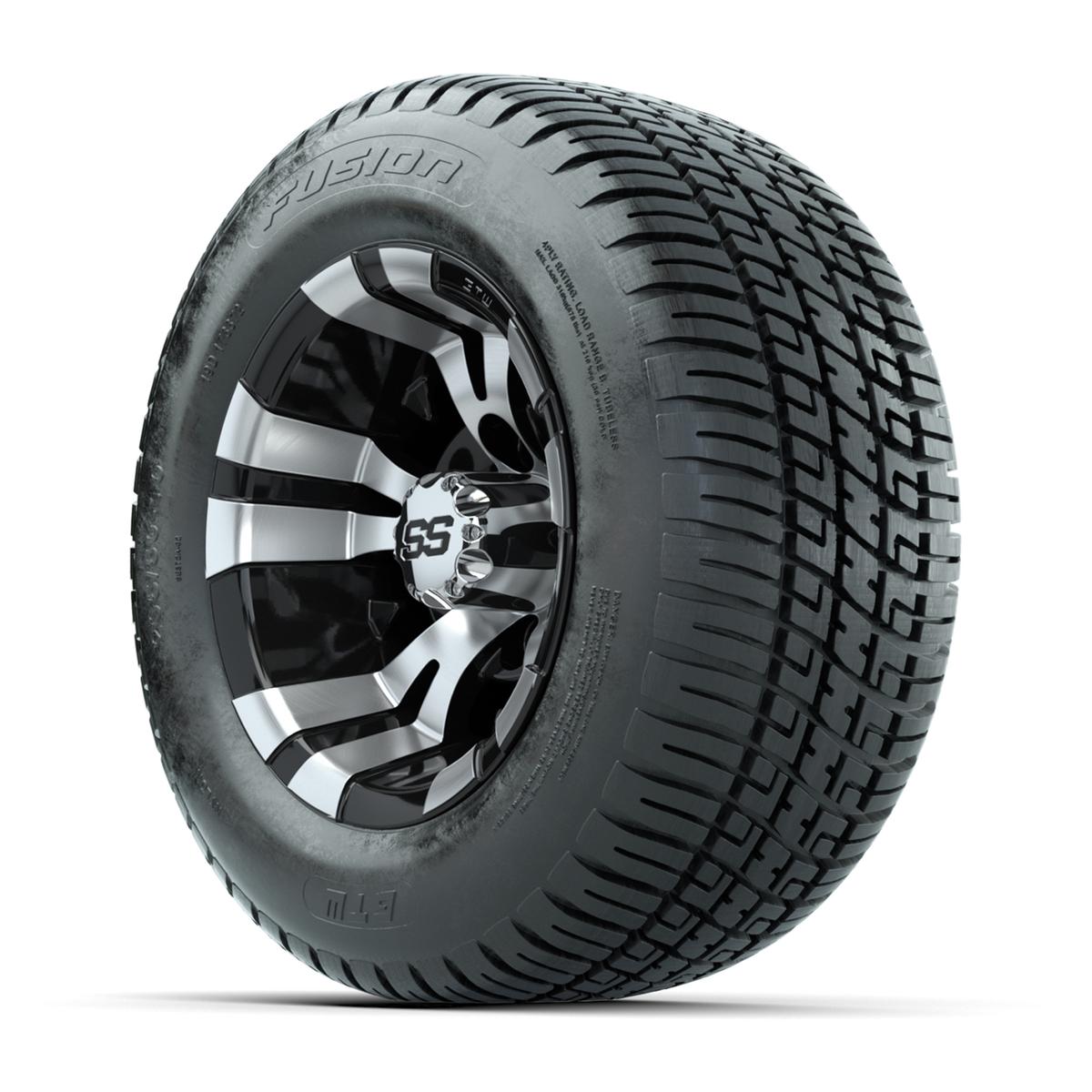 GTW Vampire Black and Machined 10 in Wheels with 18in Fusion Street Tires – Set of 4