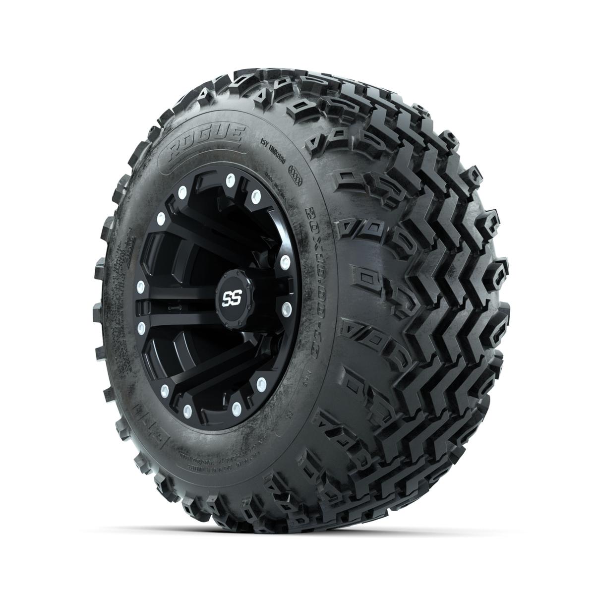 GTW Specter Matte Black 10 in Wheels with 20x10.00-10 Rogue All Terrain Tires – Full Set