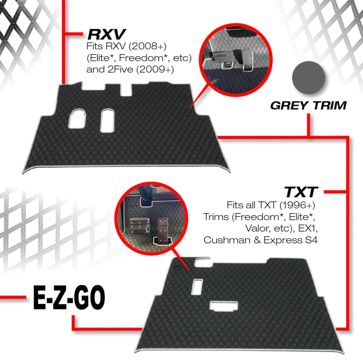 Xtreme Floor Mats for EZGO TXT / Workhorse / Express S4 / Valor / Cushman / Navitas (TXT Frame) - Black/Red