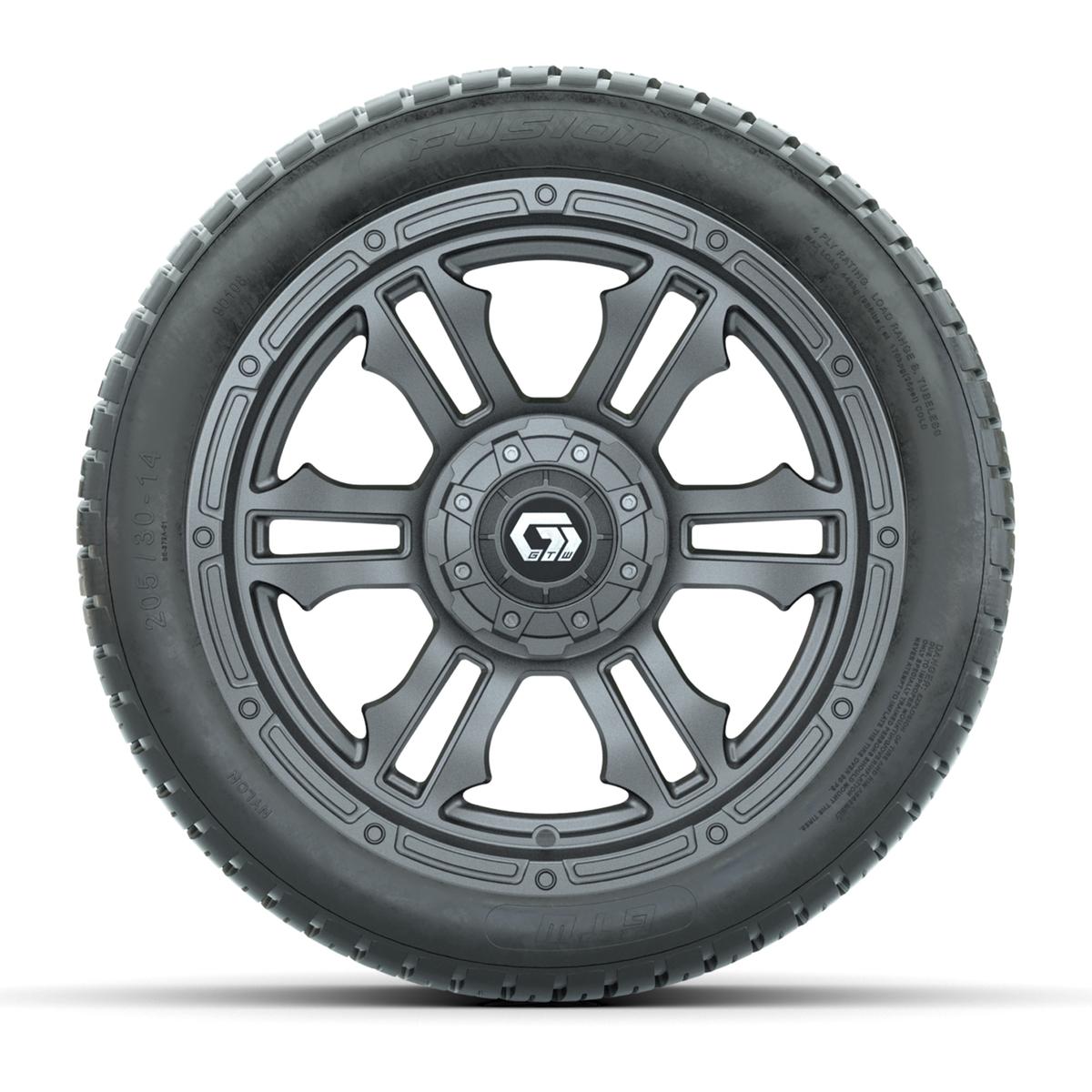 GTW® Shogun Gunmetal 14 in Wheels with 205/30-14 Fusion Street Tires – Full Set