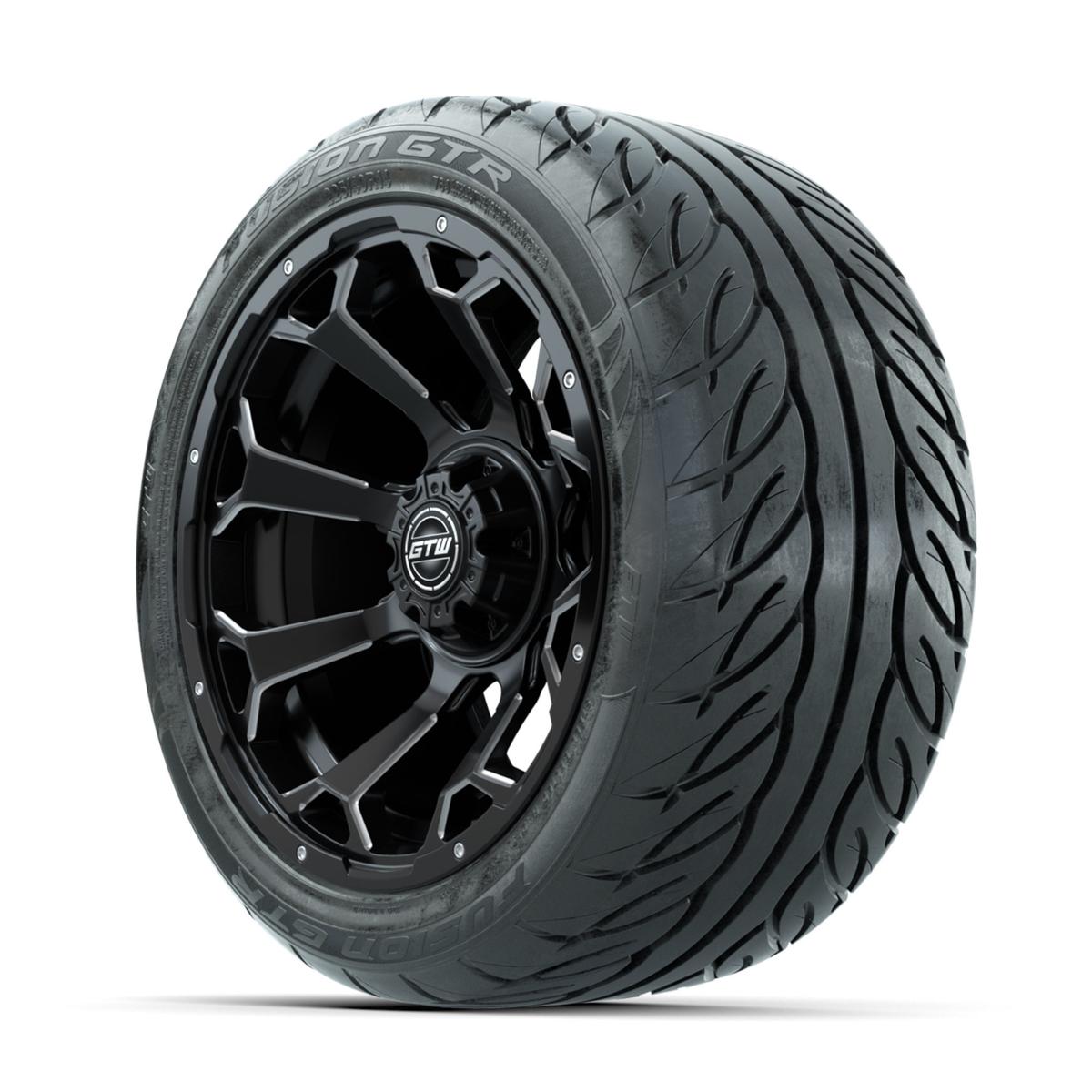 GTW Raven Off-Road Matte Black/Ball Milled 14 in Wheels with 225/40-R14 Fusion GTR Street Tires – Full Set