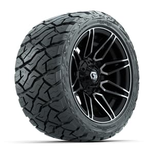 GTW Stealth Gloss Black/Machined 12 in Wheels with 215/40-R12 Maverick Low-Profile All-Terrain Tires – Full Set